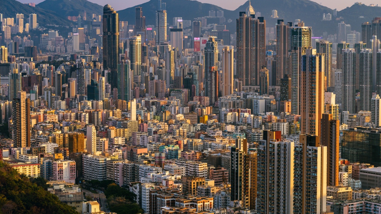 Панорама города Гонконг, Китай 