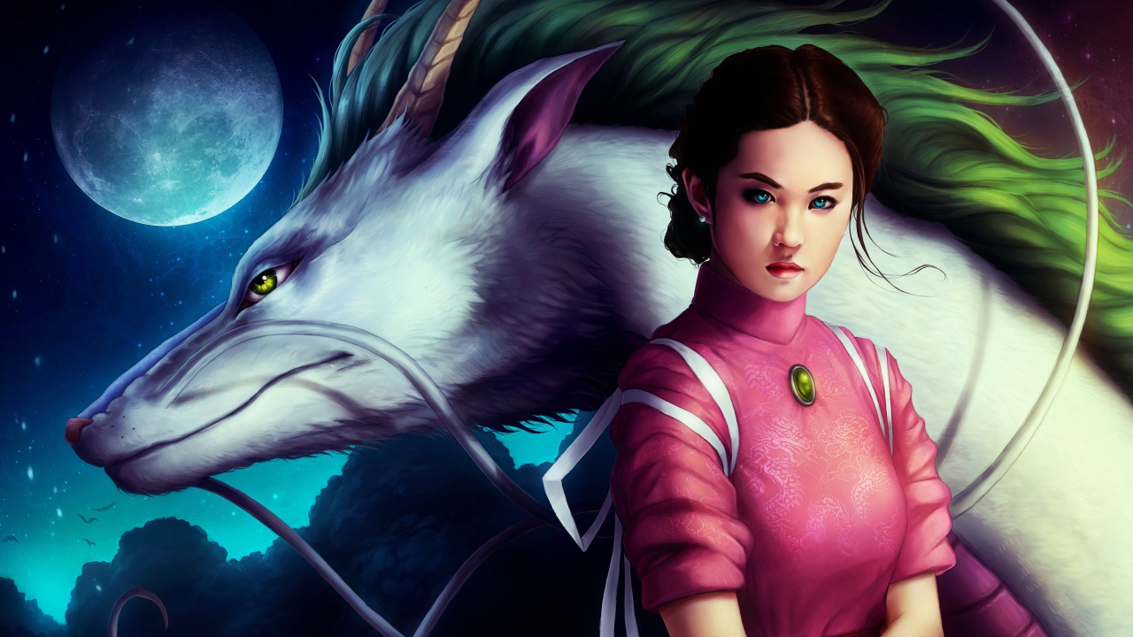 Девушка с белым драконом фэнтези Унесённые призраками