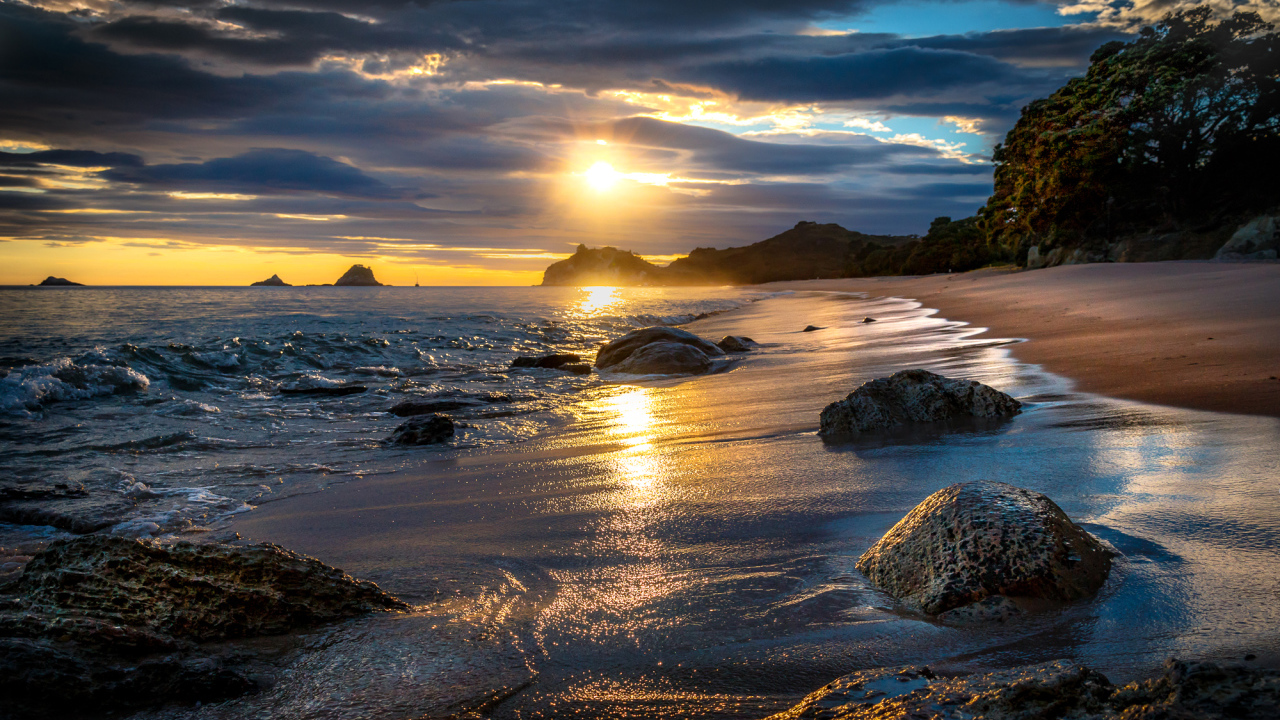 Закат на побережье, Тасман. Новая Зеландия 