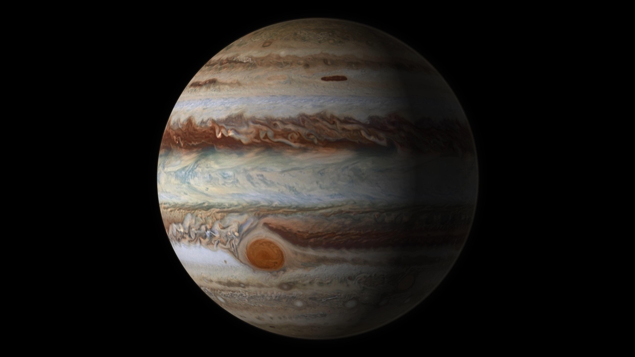 Планета Юпитер на черном фоне 