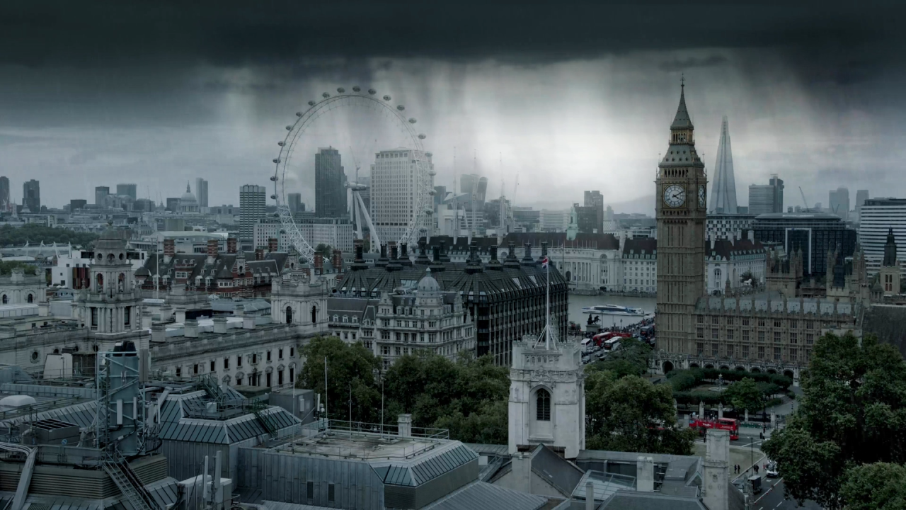 Дождь над городом Лондон, Великобритания 