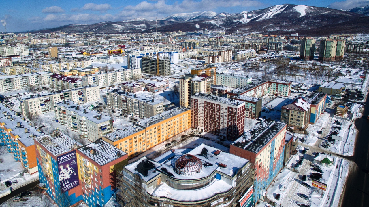 Панорама города Сахалин, Россия 