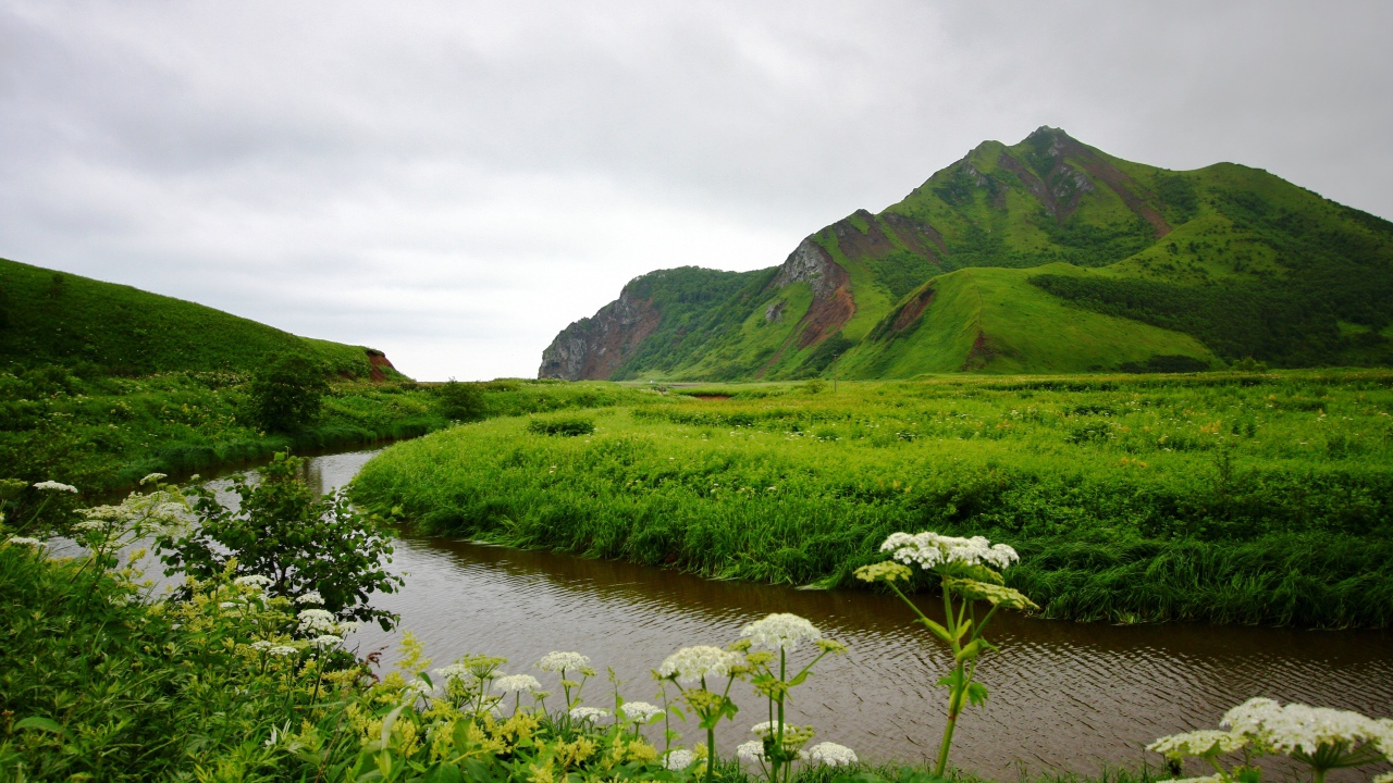 Живописная природа города Александровск-Сахалинский, Россия 