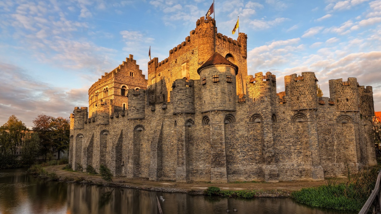 The ancient castle of the counts of Flanders, the city of Ghent. Belgium