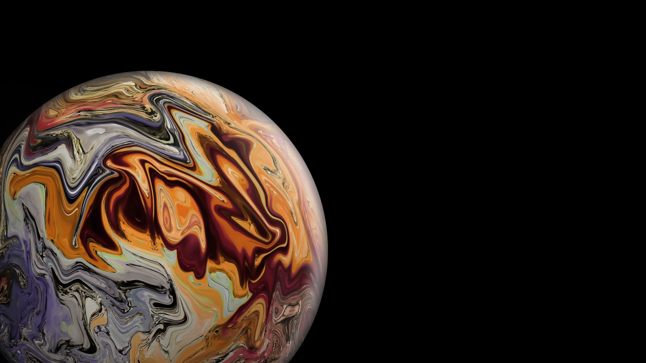 Разноцветный 3д шар на черном фоне