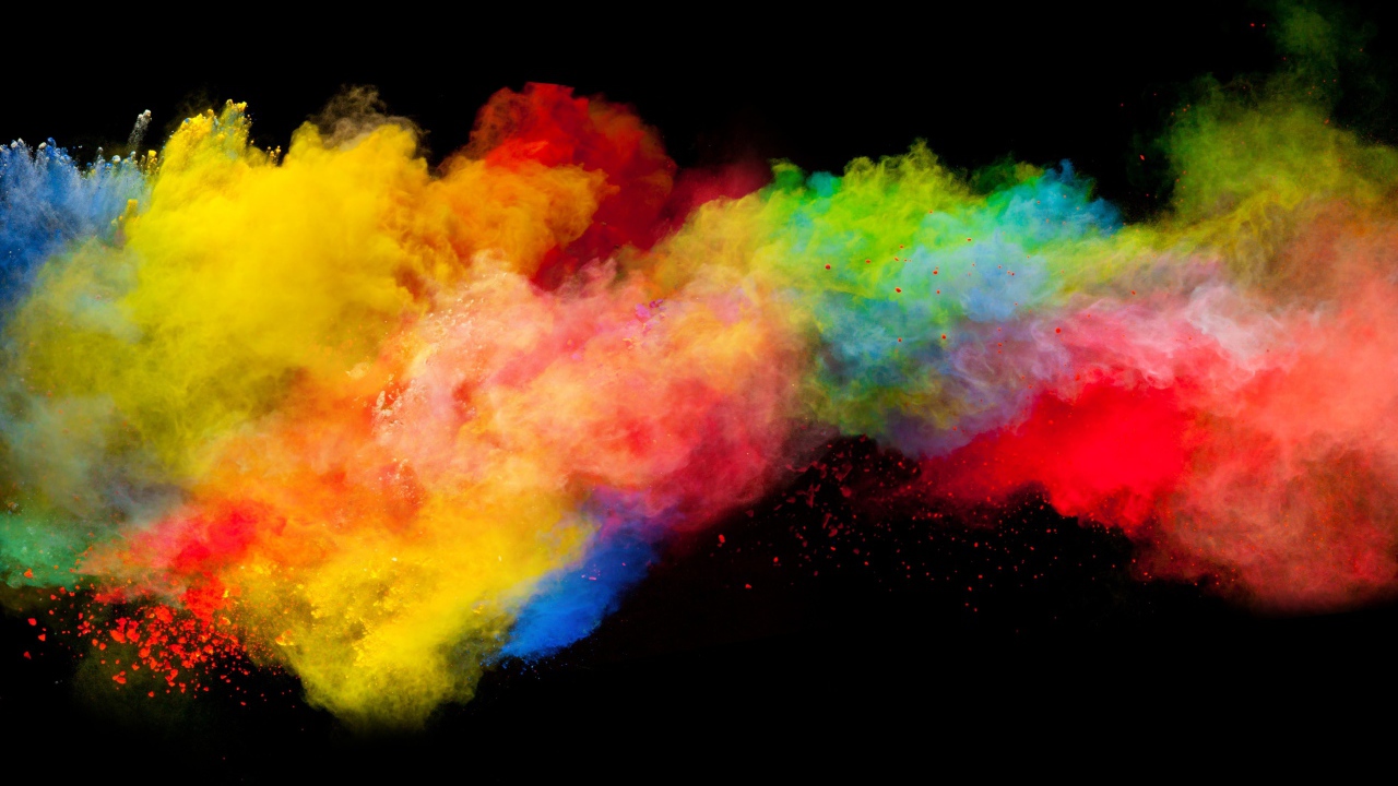 Multicolored smoke on a black background, 3d graphics