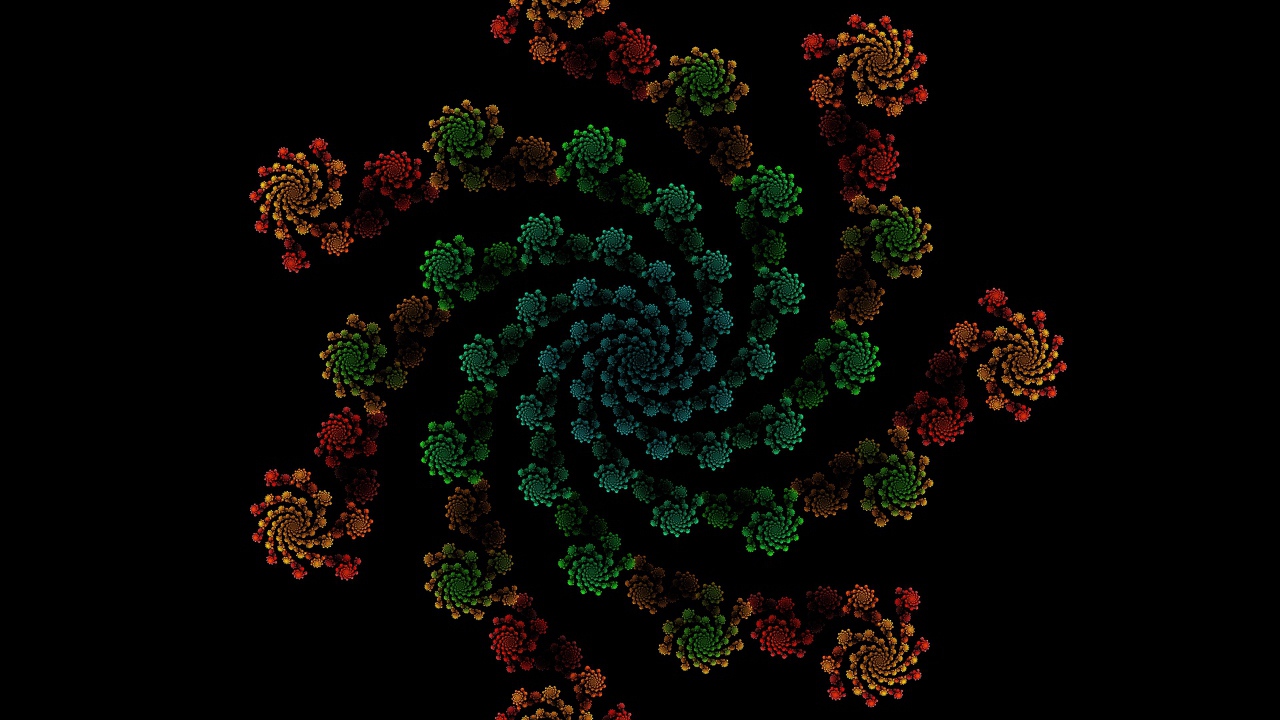 Узорный фрактальный рисунок на черном фоне