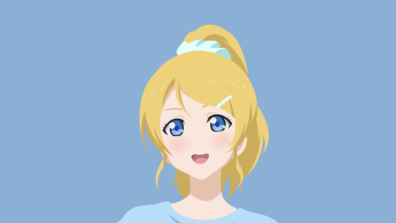 Голубоглазая девушка аниме с желтыми волосами