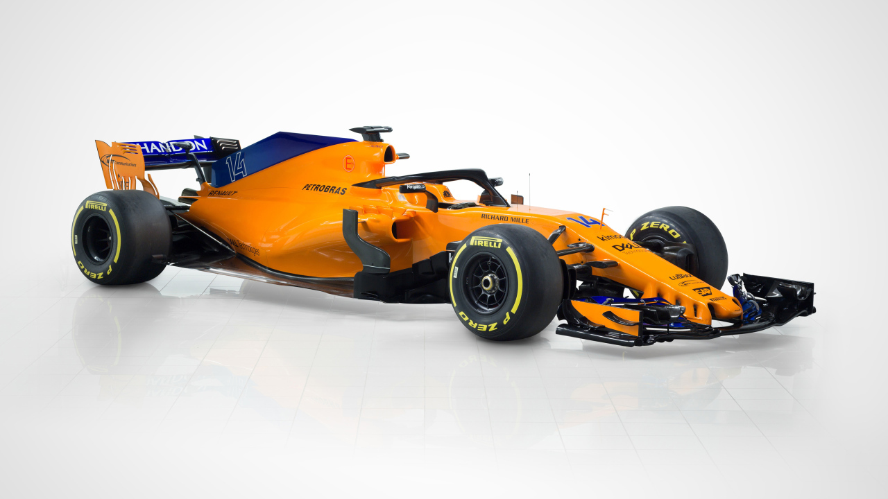 Гоночный автомобиль McLaren MCL33 F1, 2018 на сером фоне