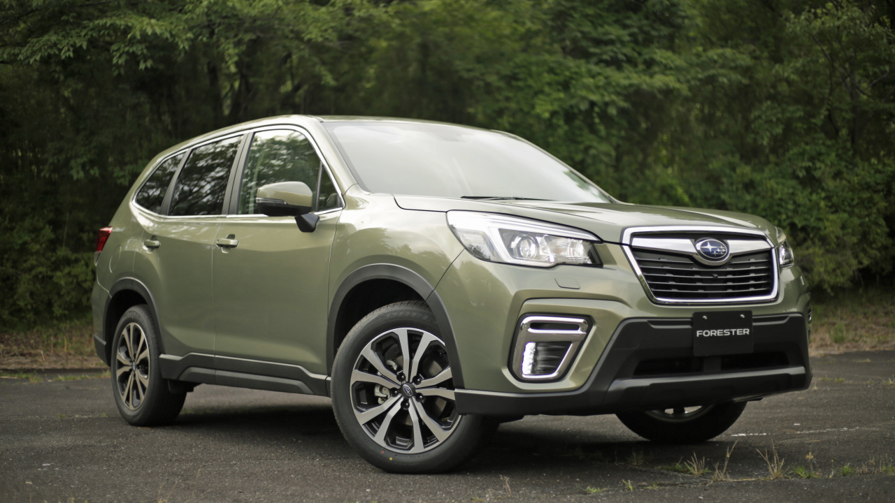 Внедорожник Subaru Forester, 2019 года в лесу