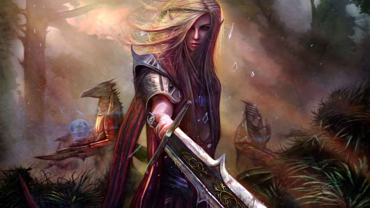 Женщина воин с мечом, фэнтези