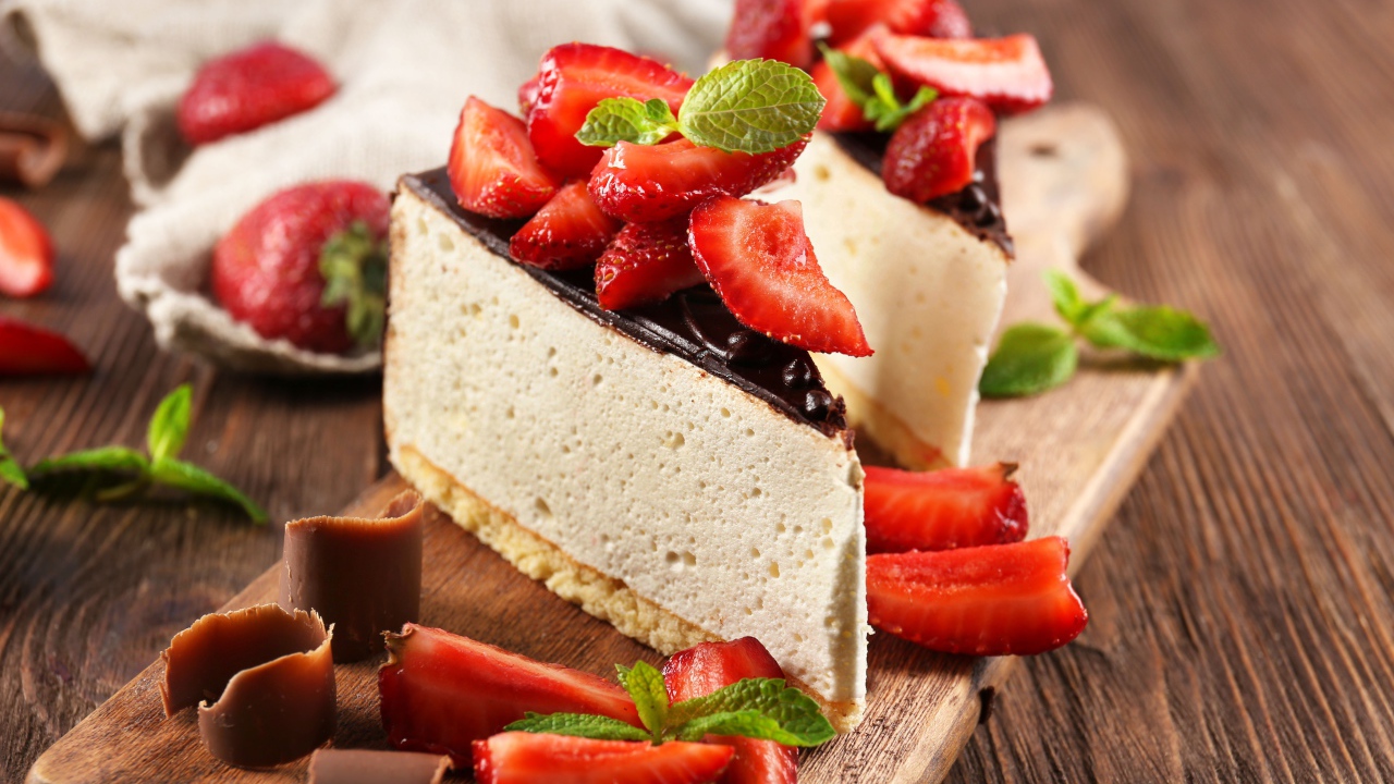 Чизкейк с шоколадом и ягодами клубники 