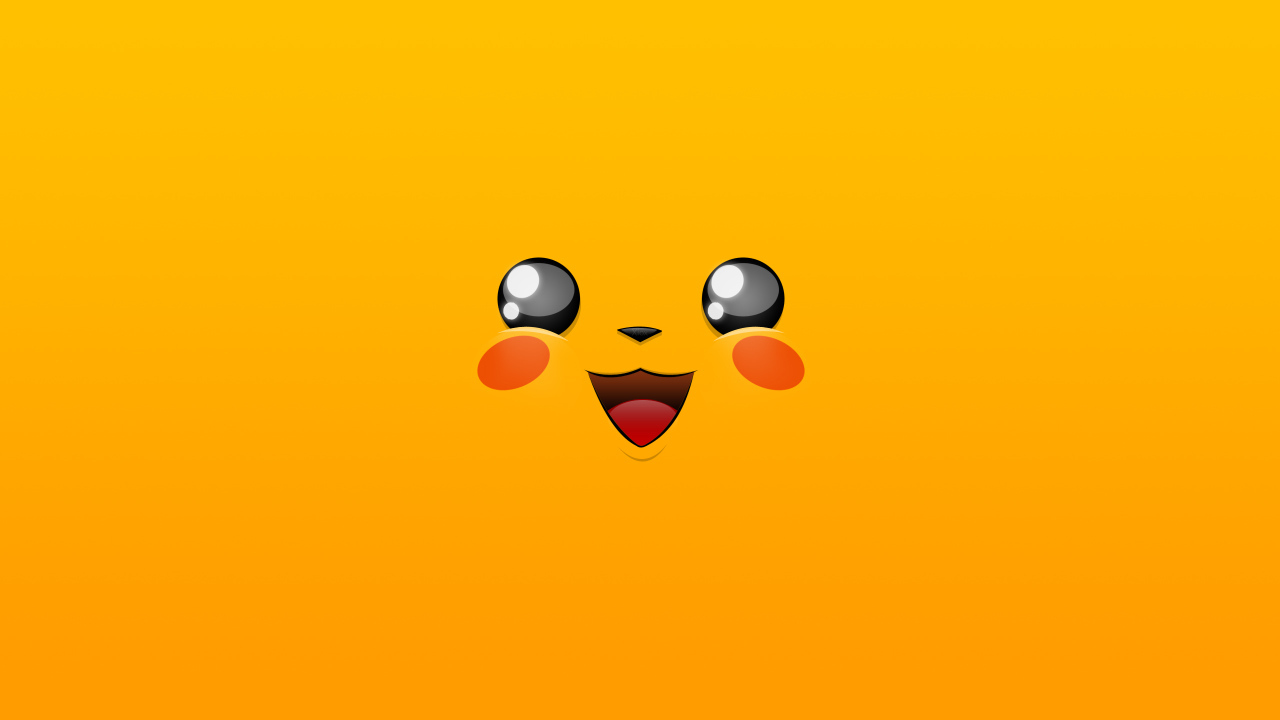 Лицо покемона Пикачу на желтом фоне