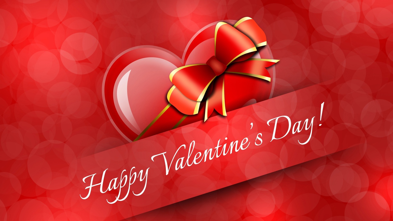 Открытка на красном фоне на День Святого Валентина