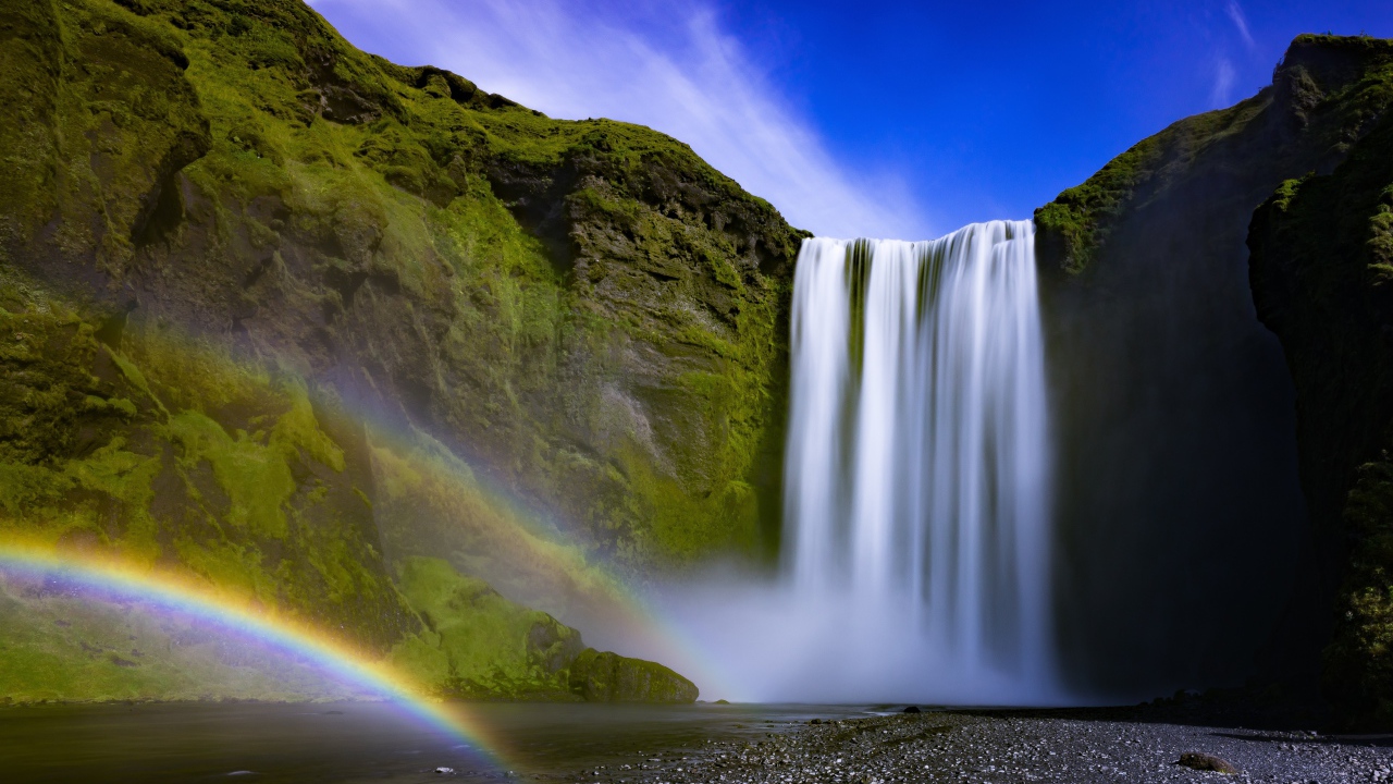 Красивый водопад Скоугафосс, Исландия
