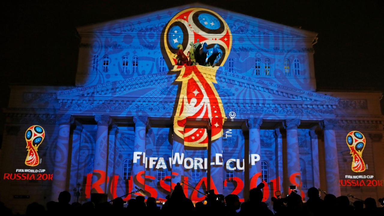 Проекция на здании, чемпионат мира по футболу 2018 в России