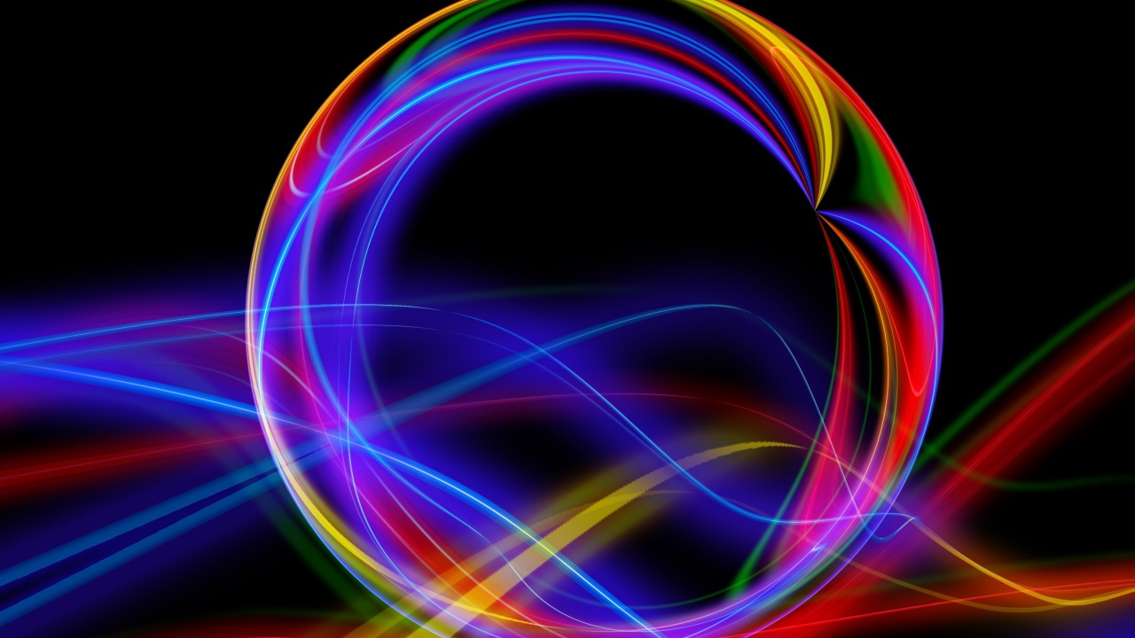 Multicolored abstract sphere with waves on a black background