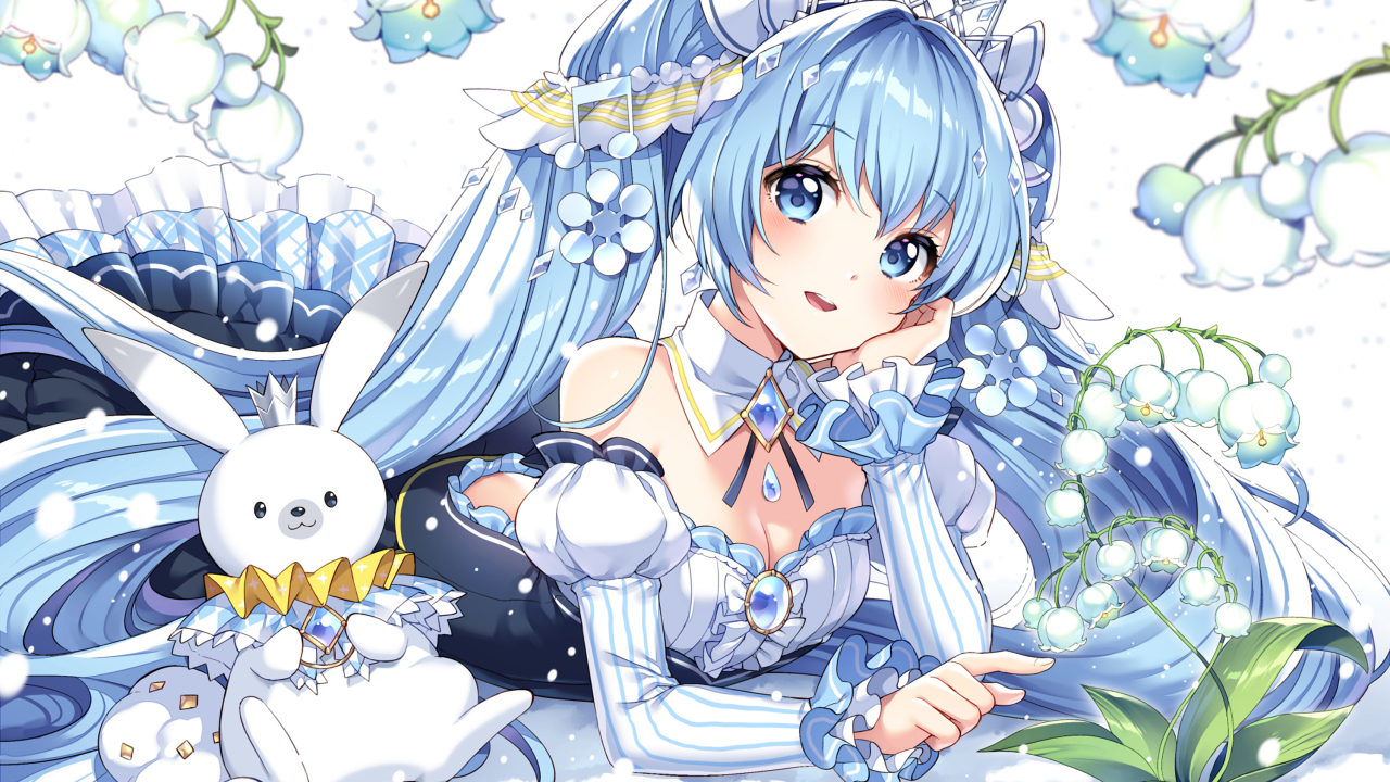 Девушка с голубыми волосами Мику Хацунэ аниме Вокалоид