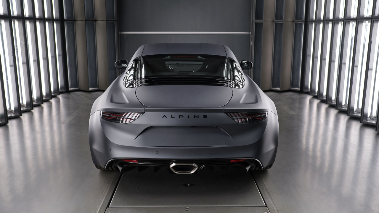 Серебристый автомобиль Alpine A110S, 2019 года вид сзади