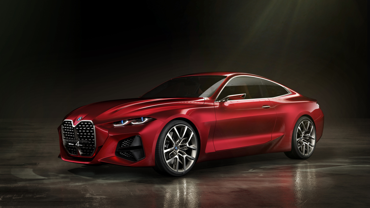 Красный автомобиль BMW Concept 4 2019 года 