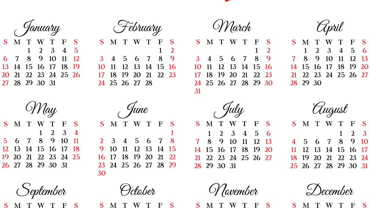 Календарь на 2019 года на белом фоне