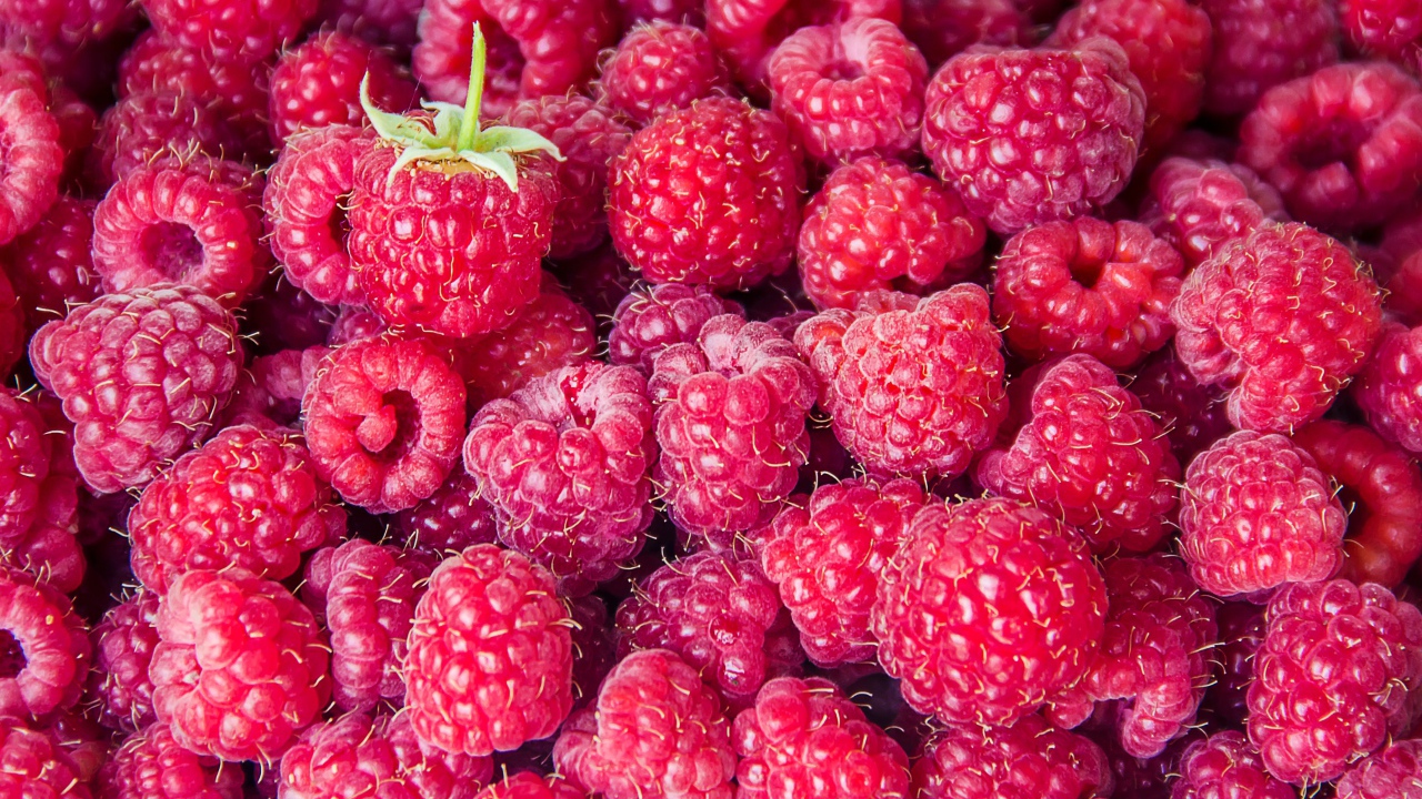 Вкусная спелая малина крупным планом