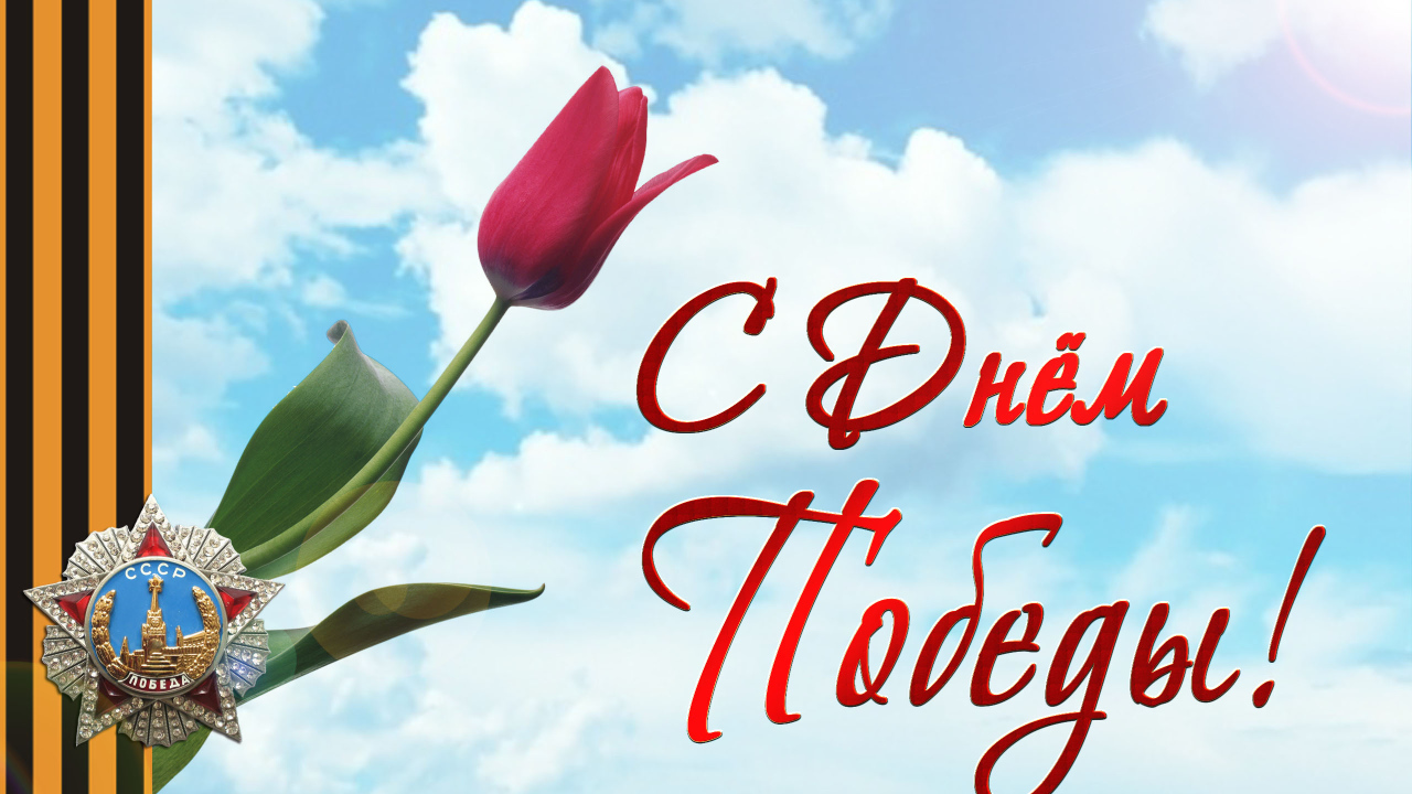 Звезда победы с  тюльпаном на праздник 9 мая