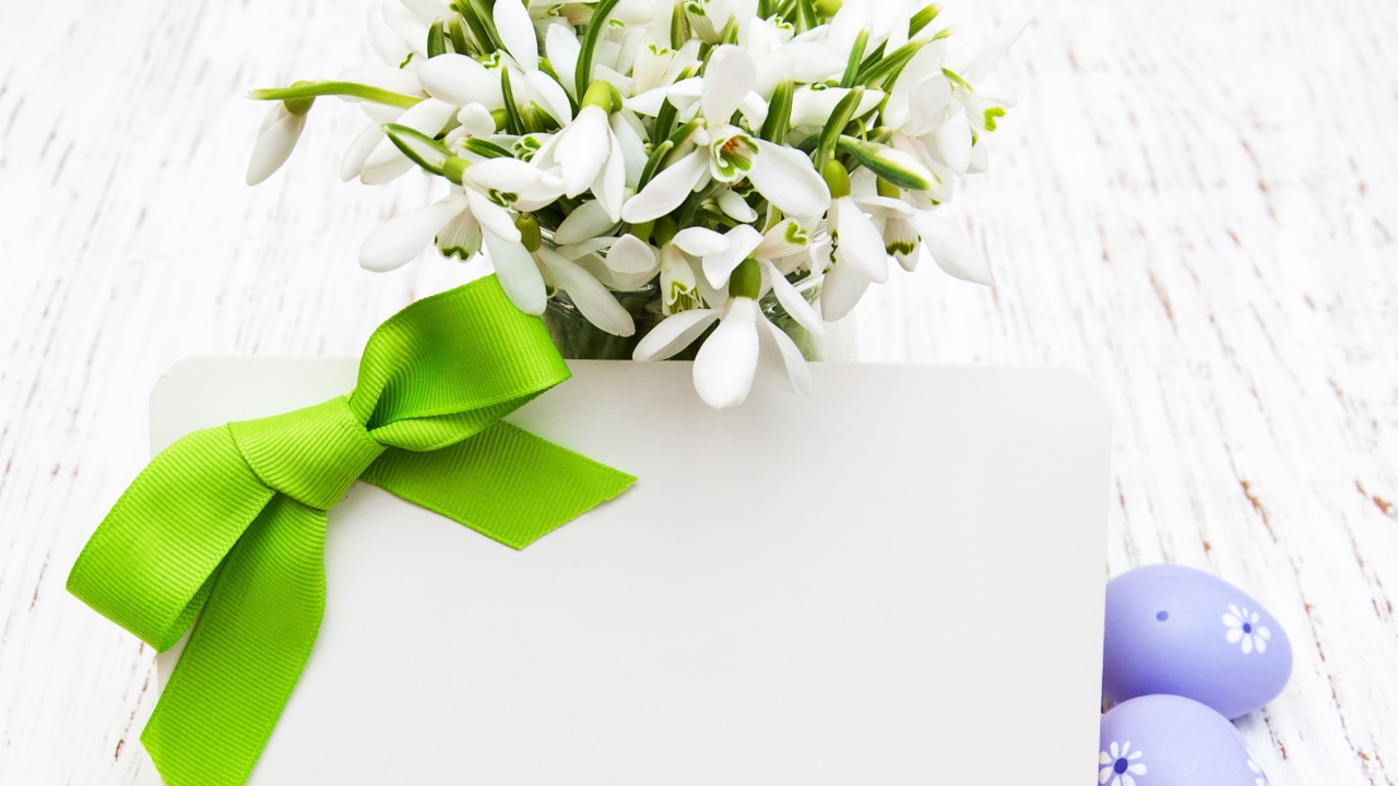 Букет подснежников с открыткой шаблон для поздравительной открытки