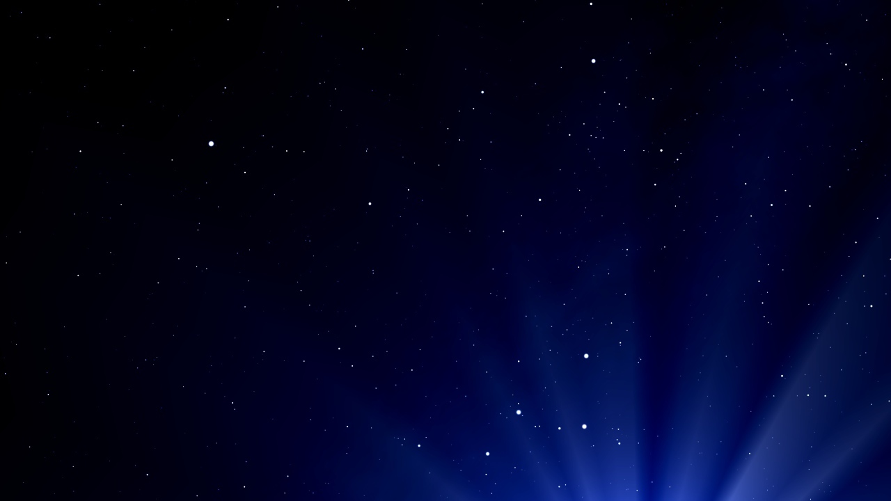 Яркая вспышка с лучами в синем небе со звездами