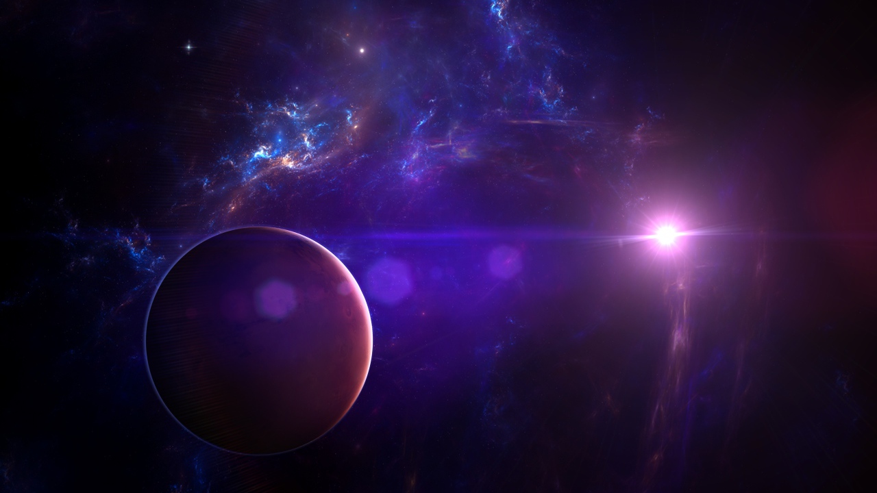 Планета в голубой звездной галактике