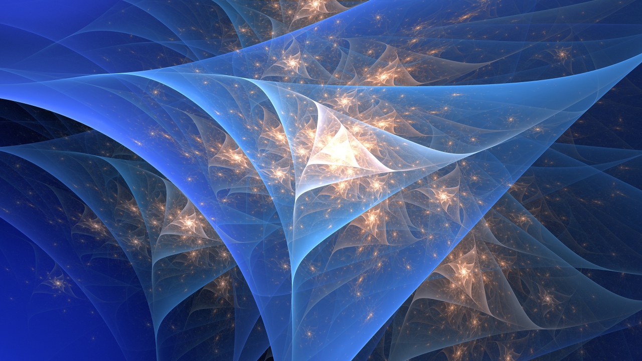 Абстрактные фрактальные неоновые треугольники 