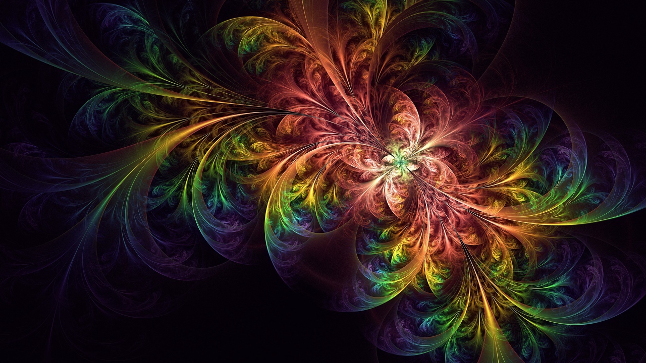 Красивый разноцветный абстрактный рисунок на черном фоне