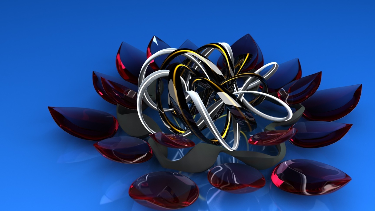 Красивый необычный 3д цветок со стеклянными лепестками