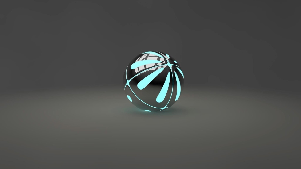 Голубой с черным шарик на сером фоне 