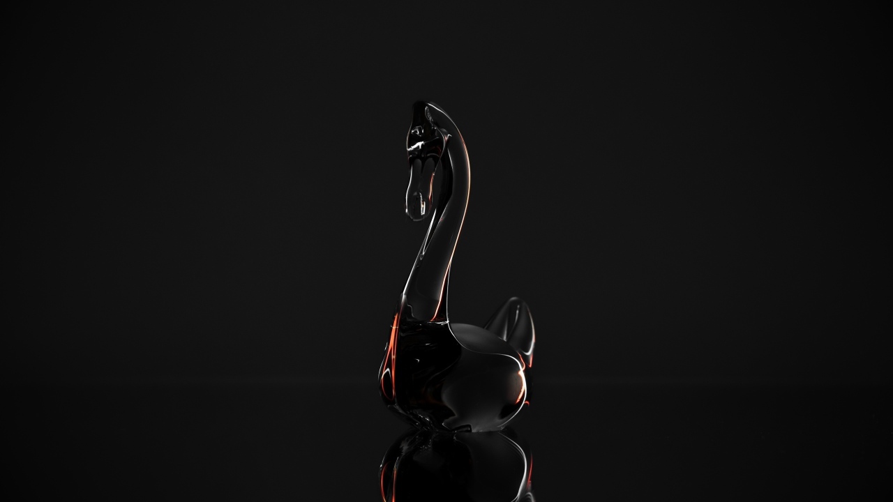 Хрустальный гусь на сером фоне 3д графика