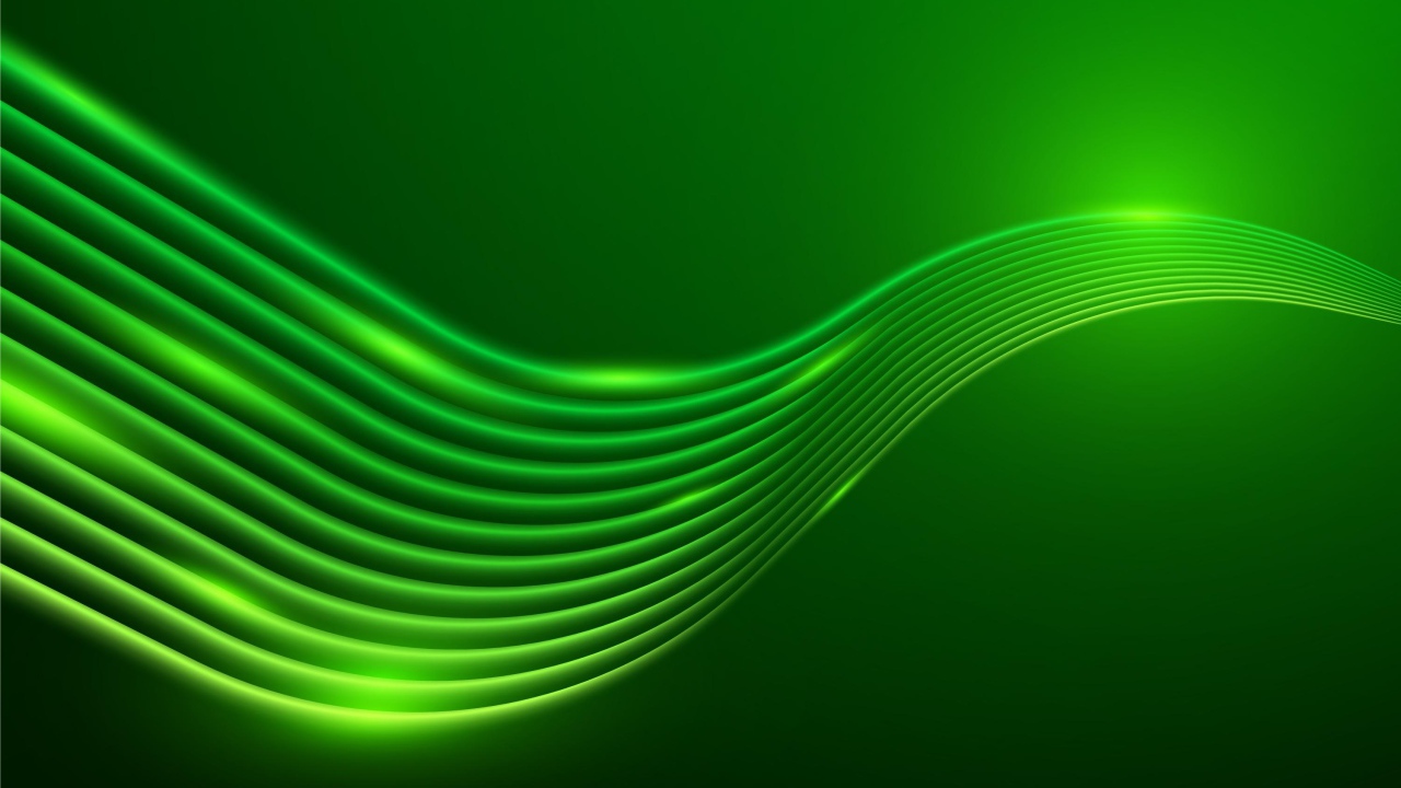 Зеленые неоновые волны на зеленом фоне
