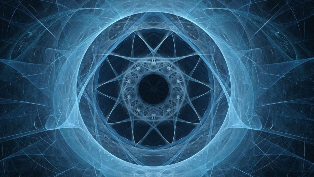 Неоновый симметрический фрактальный рисунок 