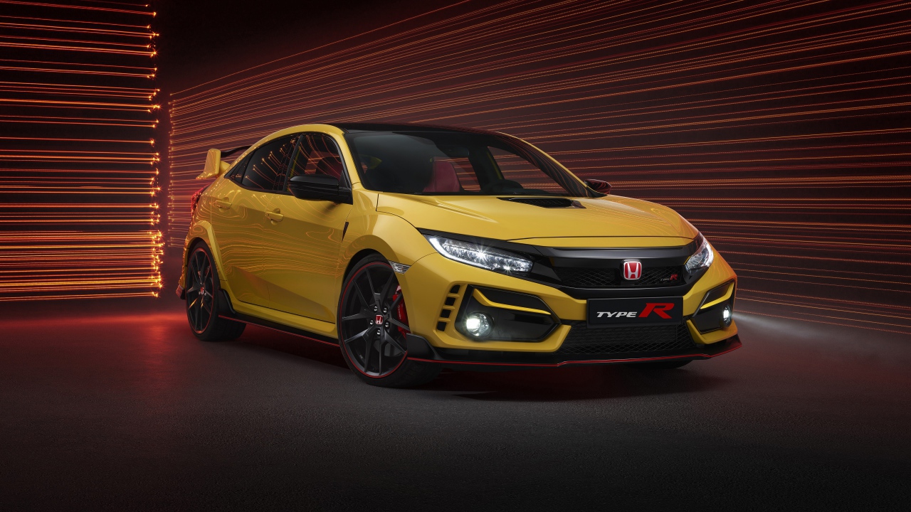 2020 Honda Civic Type R Limited Edition car in a room with laser lines