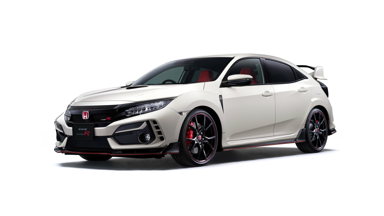 Белый автомобиль Honda Civic Type R 2020 года