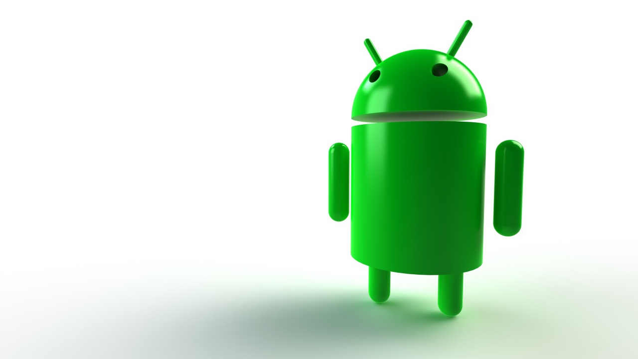 Green android on a white background