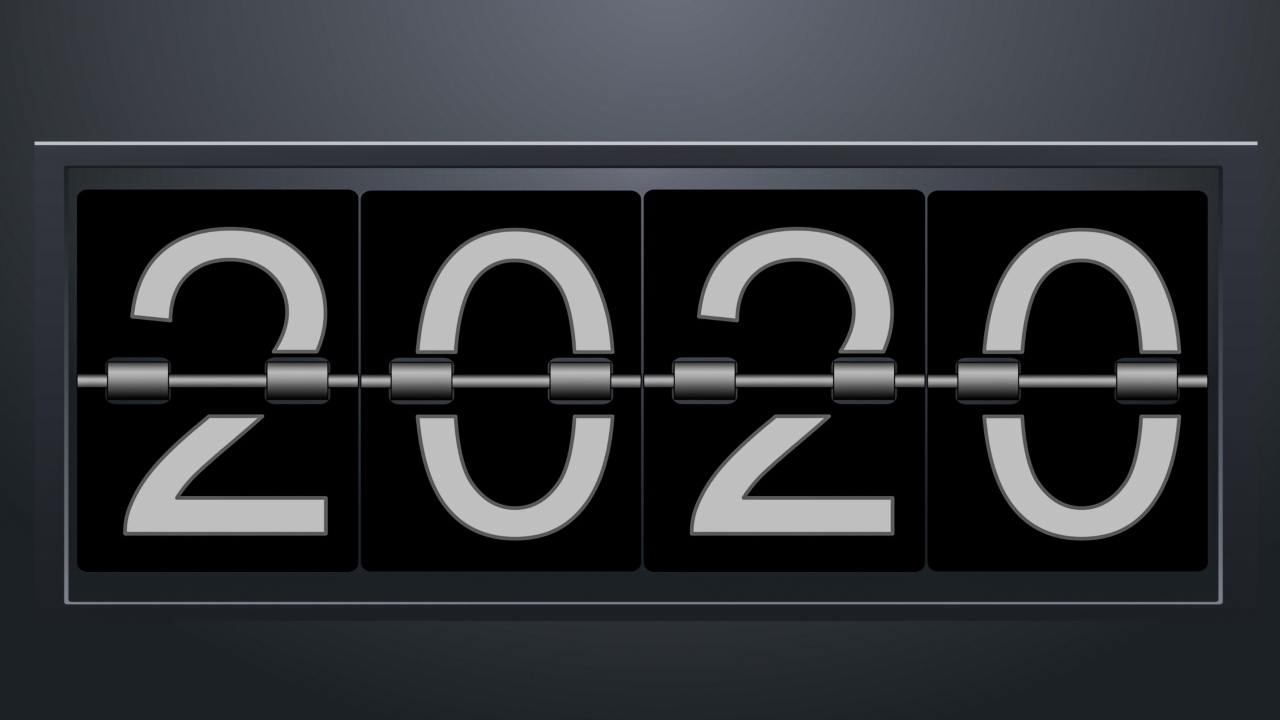 Перекидные цифры 2020 на сером фоне