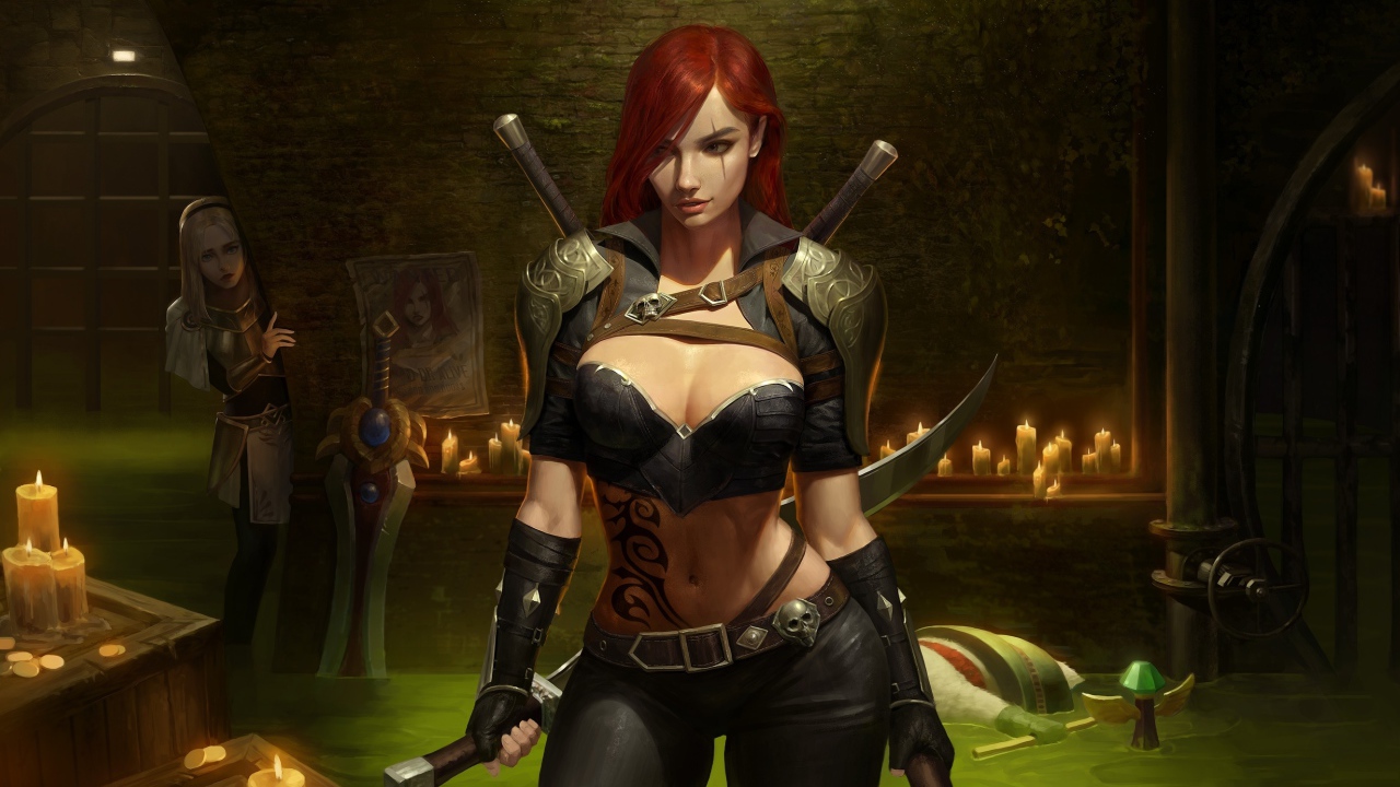 Девушка воин Katarina в замке 