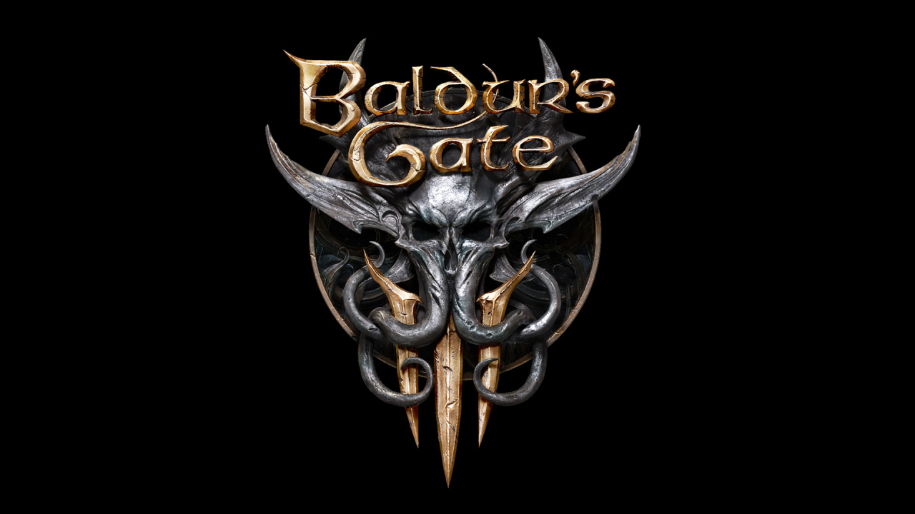 Логотип новой видео игры Baldur’s Gate III на черном фоне