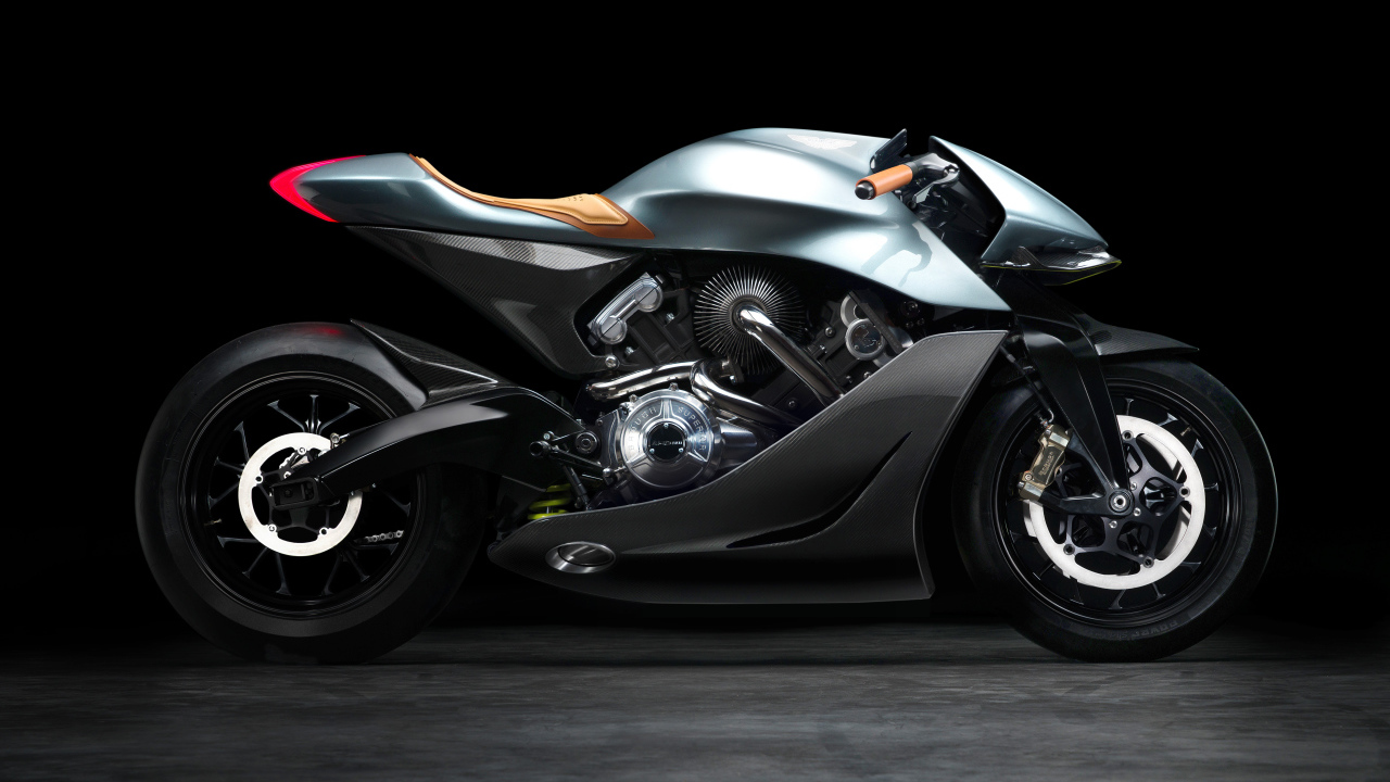 Серебристый байк Aston Martin Brough Superior AMB-001 EICMA 2019 года 