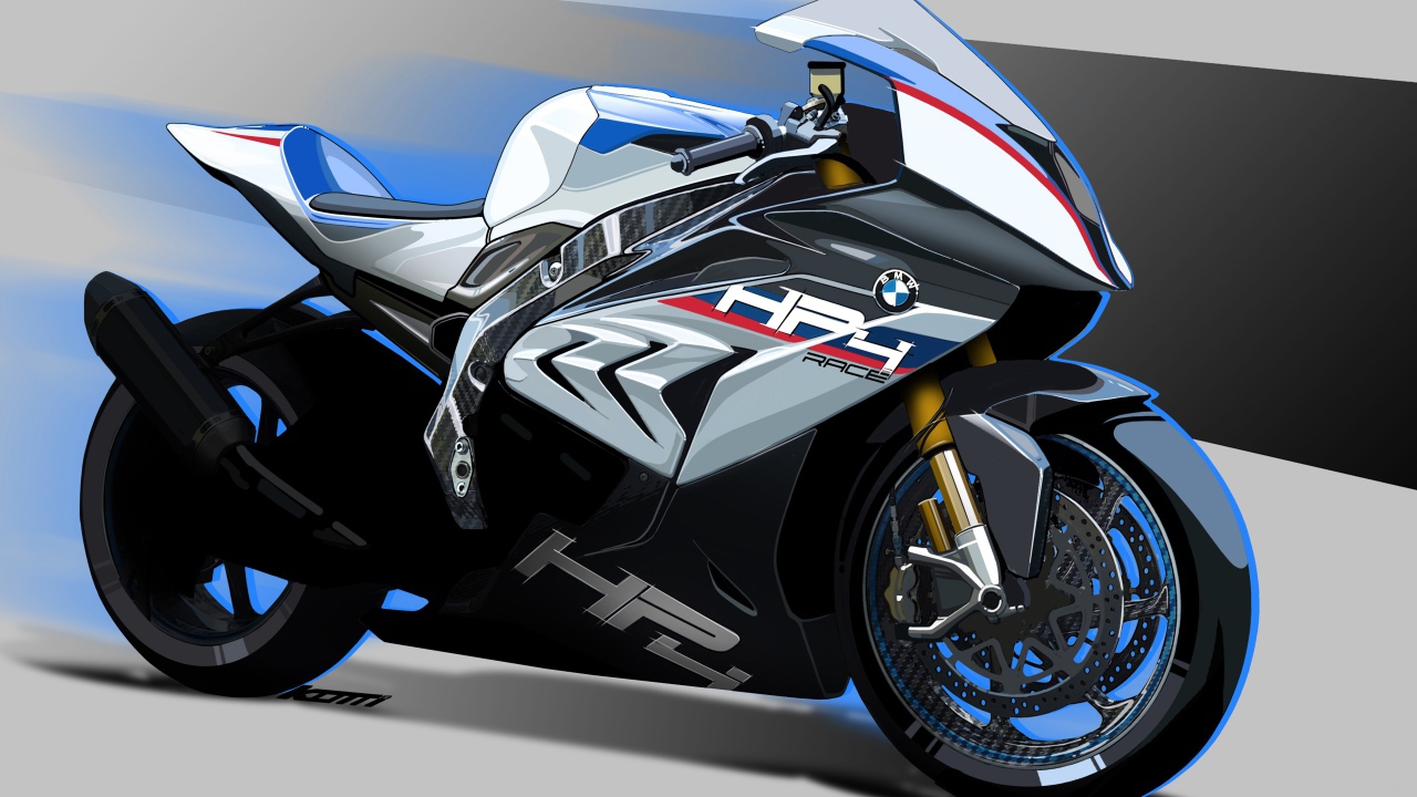 Гоночный мотоцикл BMW HP4  крупным планом