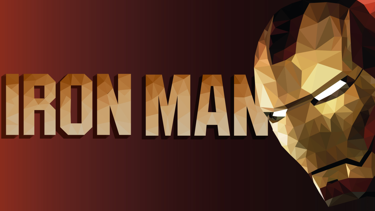Персонаж Железный человек на красном фоне