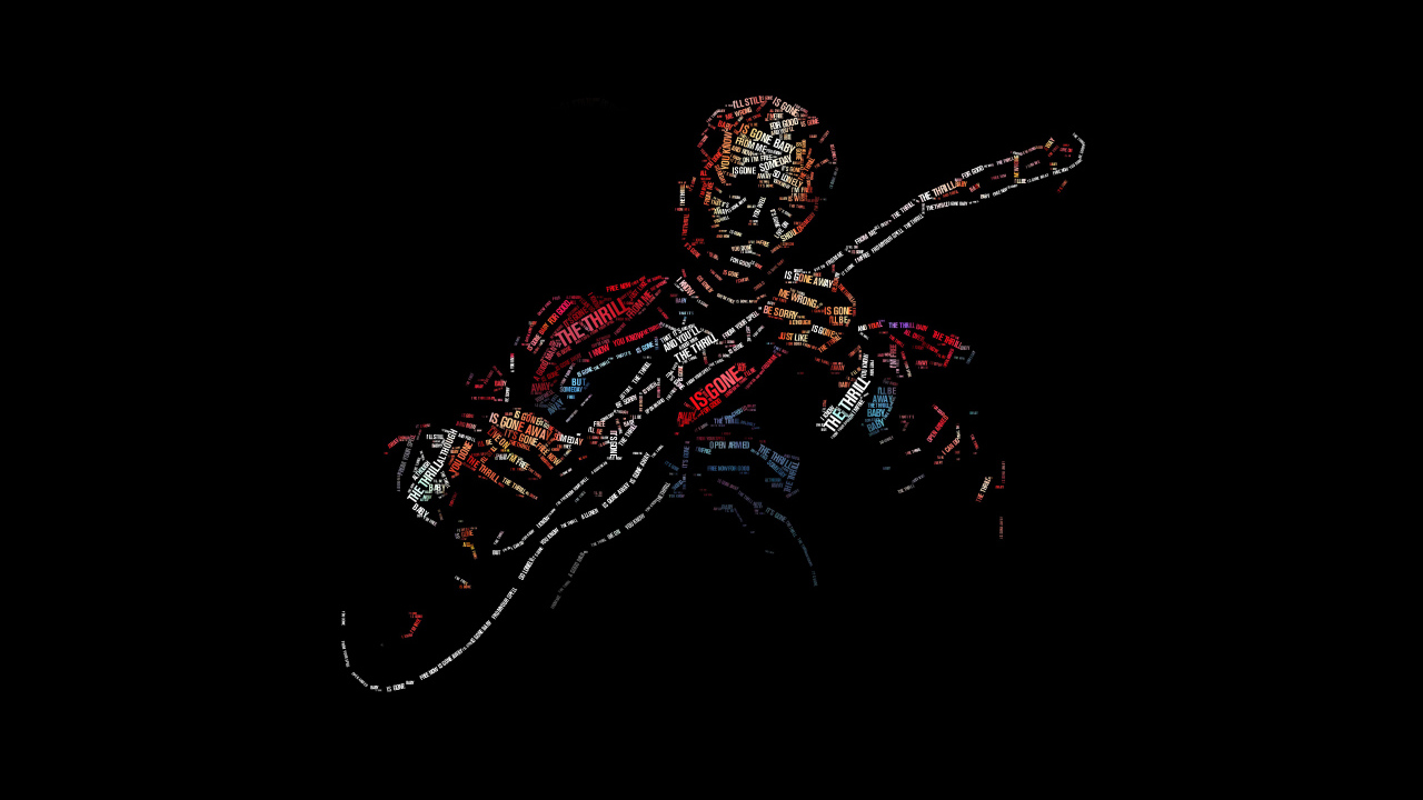 Образ гитариста Би Би Кинга надписями на черном фоне 