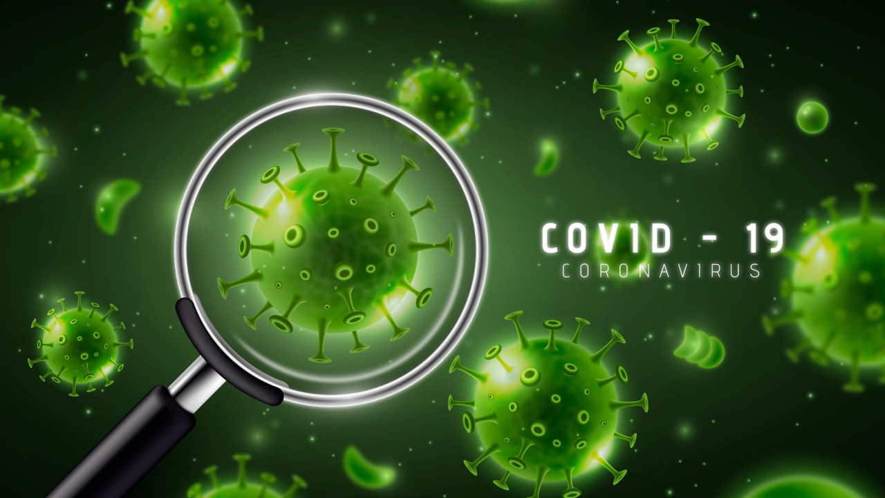 Бактерии коронавируса под увеличительным стеклом 