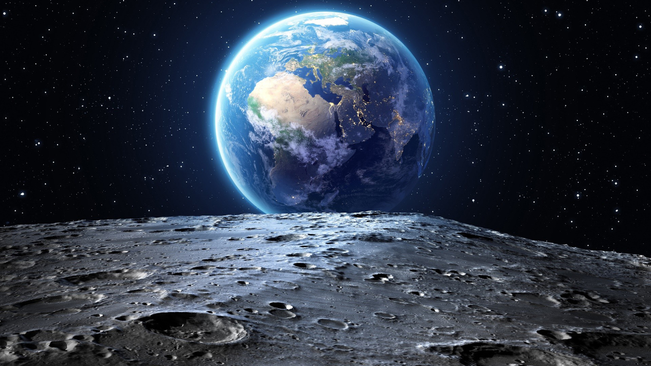 Вид на планету Земля с поверхности Луны