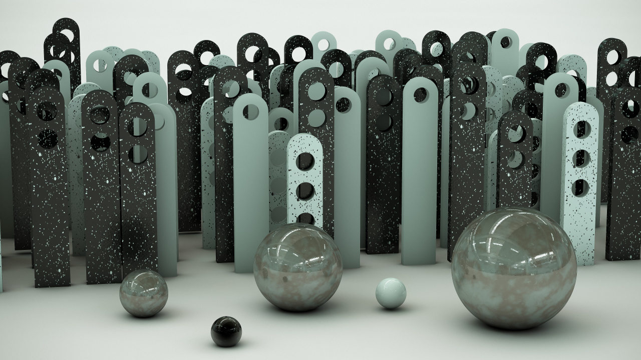 Шары 3д и железные планки 